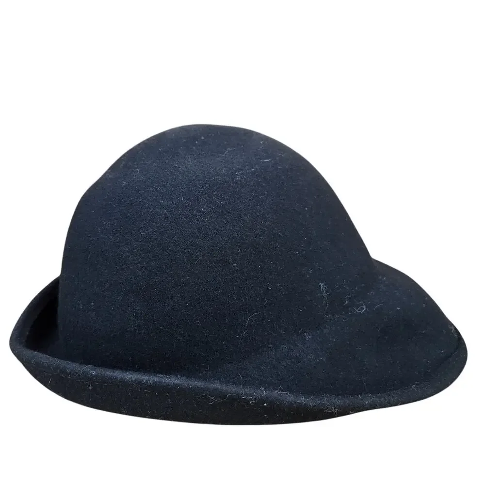 Black Wool Derby Hat EUC 8” Across EUC